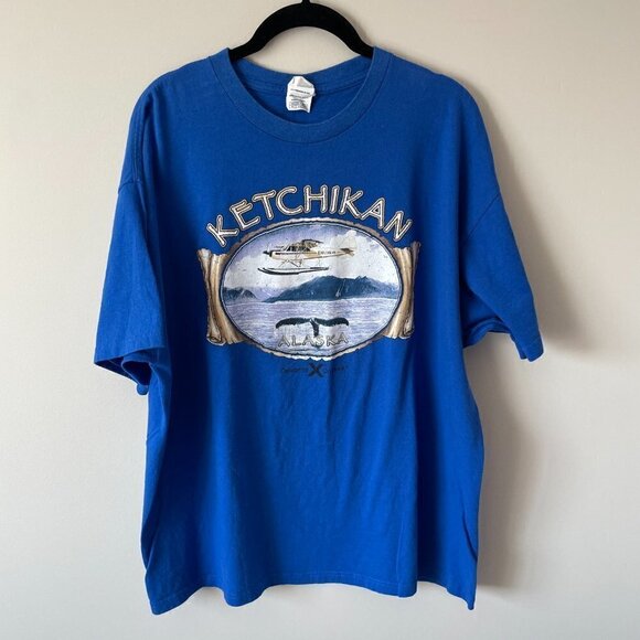 Alaska Graphic Tee Printed Short Sleeve Crew Neck Casual Blue XL - Picture 2 of 6